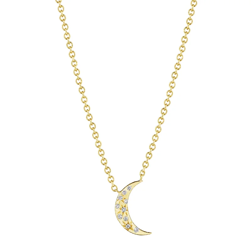 Necklaces and pendants with engraved messages for a deeply personal, sentimental gift-Petite Penny Galaxy Moon Necklace