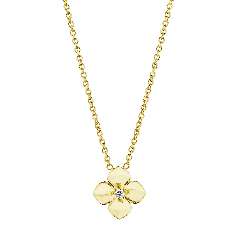 Best necklaces and pendants with gemstone clusters for a bold and colorful effect-18k Yellow Gold Flower Pendant Brushed Satin