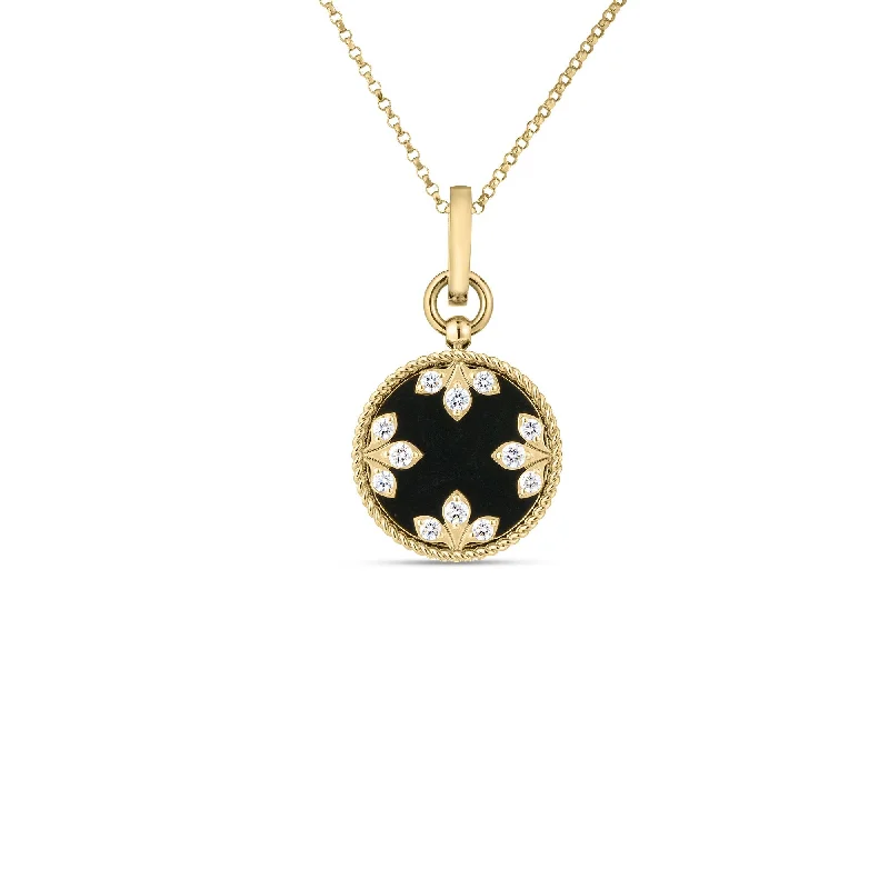 Best necklaces and pendants with vintage lockets for a nostalgic, sentimental look-Colored Medallions Necklace with Diamond and Black Jade in 18K Yellow Gold