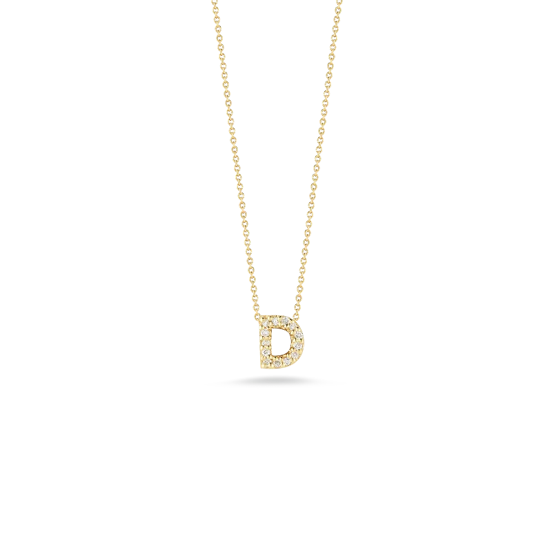 Best necklaces and pendants with matching rings for a coordinated jewelry set-18K Diamond Love Letter Necklace "D"