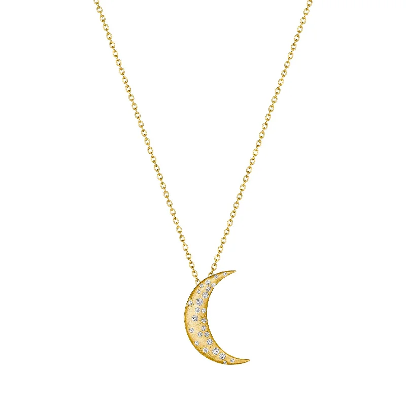 Beautiful necklaces and pendants with tree branch motifs for a nature-inspired design-Galaxy Crescent Moon Necklace