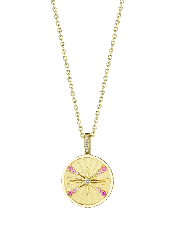 Best necklaces and pendants with cross pendants for a spiritual, meaningful symbol-Ombré Pink Sapphire Starburst Medallion Necklace