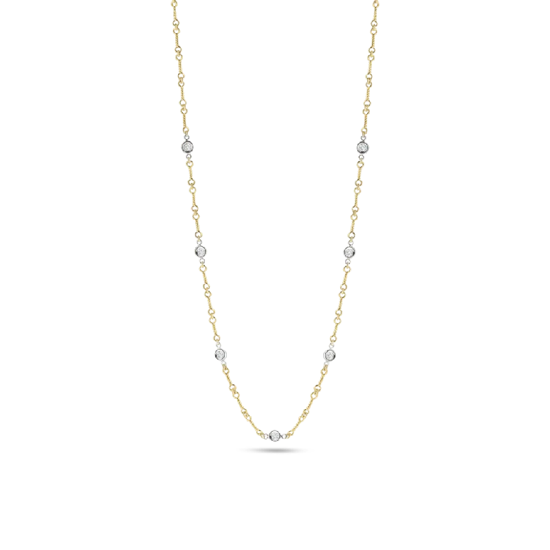 Necklaces and pendants with leaf-shaped designs for an earthy, organic feel-18k Yellow Gold Diamonds by the Inch Dogbone Necklace