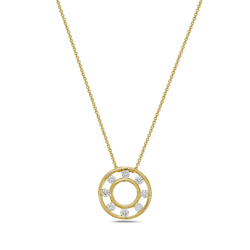 Trendy necklaces and pendants with statement pieces for a bold fashion statement-18k Yellow Gold Floating Diamond Pendant