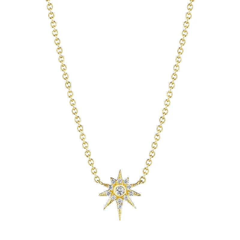 Best necklaces and pendants with opal gemstones for an iridescent glow-18k Yellow Gold Diamond Star Pendant