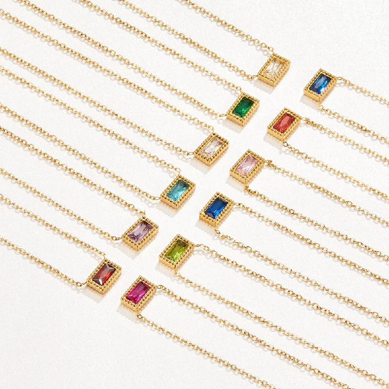 Stunning necklaces and pendants with sapphire gemstones for a luxurious blue hue-Baguette Birthstone Necklace