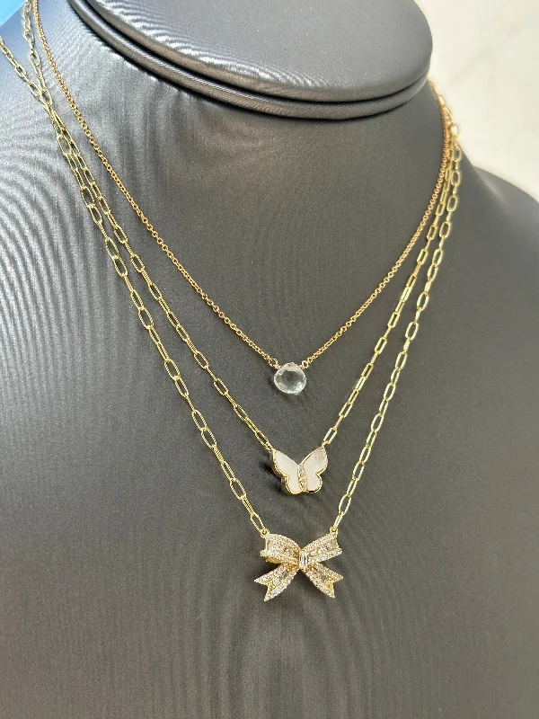 Necklaces and pendants with leaf-shaped designs for an earthy, organic feel-Baguette Bow Necklace