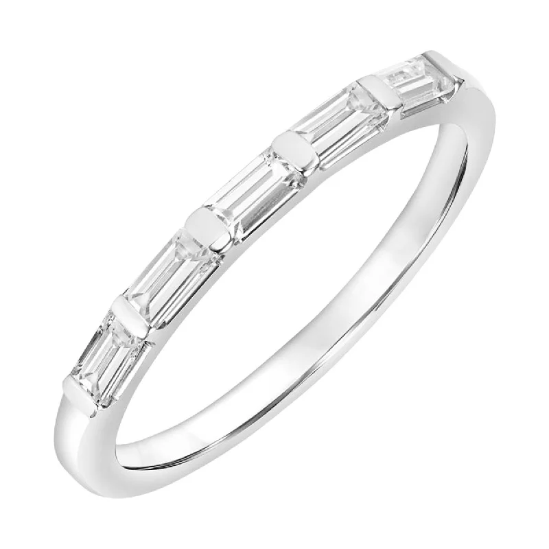 Rings with lotus flower engravings for peace -Baguette Diamond Band in 14kt White Gold (1/4ct tw)