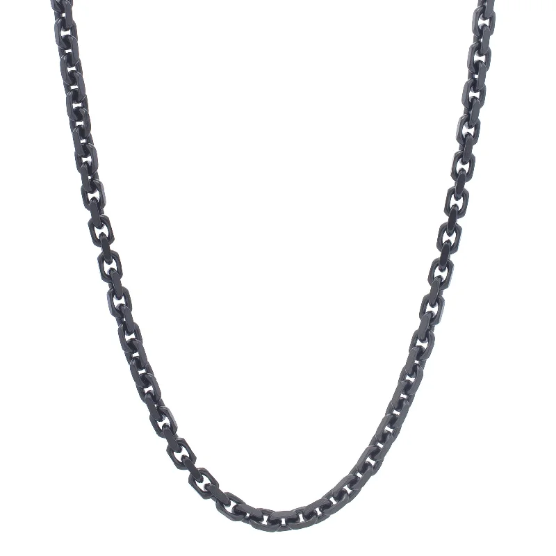 Best necklaces and pendants with statement designs for a fashionable accessory-Black Silver Oval Link Chain