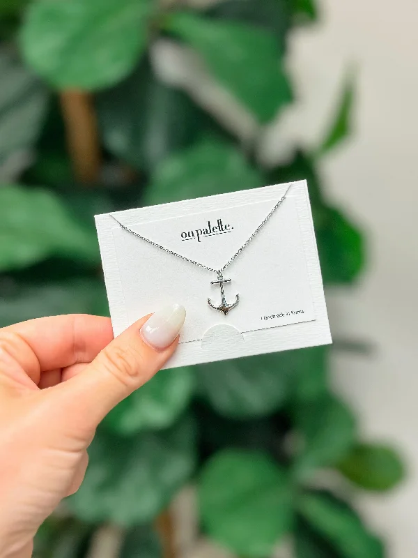 Necklaces and pendants with clear quartz for a pure and radiant look-Anchor Pendant Necklace - Silver