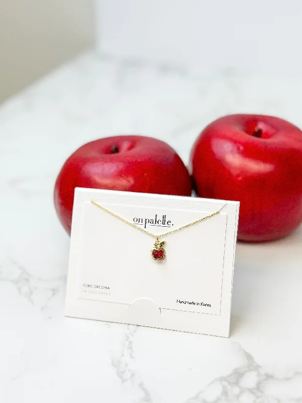 Best necklaces and pendants with floral designs for a feminine and elegant feel-Cubic Zirconia Apple Pendant Necklace