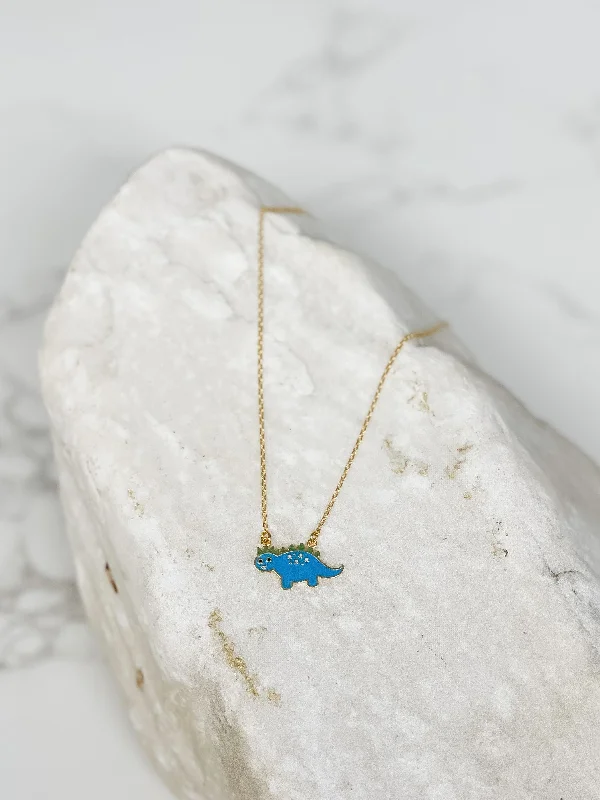 Best necklaces and pendants with opal and gold for a vibrant, luxurious contrast-Cute Dinosaur Pendant Necklace