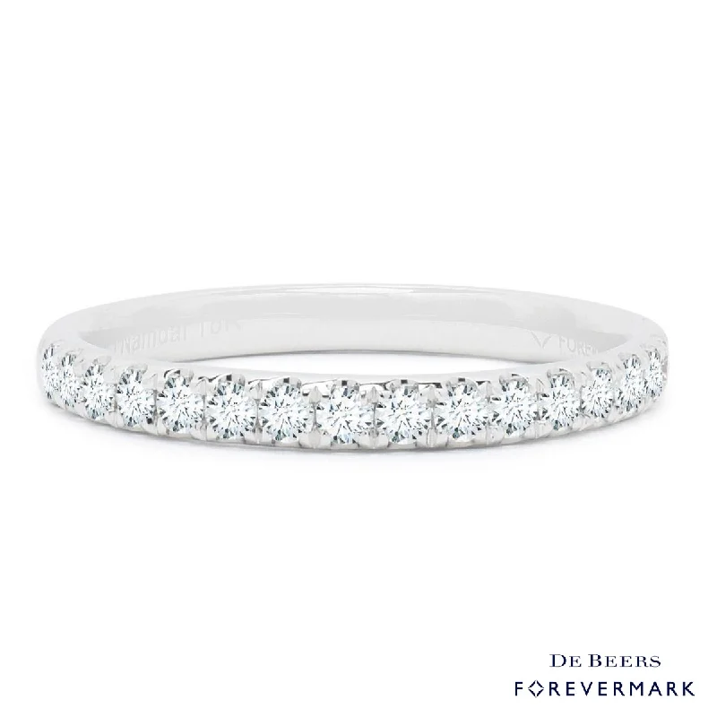 Dainty rings with subtle engraved star motifs -Forevermark Petite Micro Pave Comfort Fit Diamond Band in 18kt White Gold (1/3ct tw)