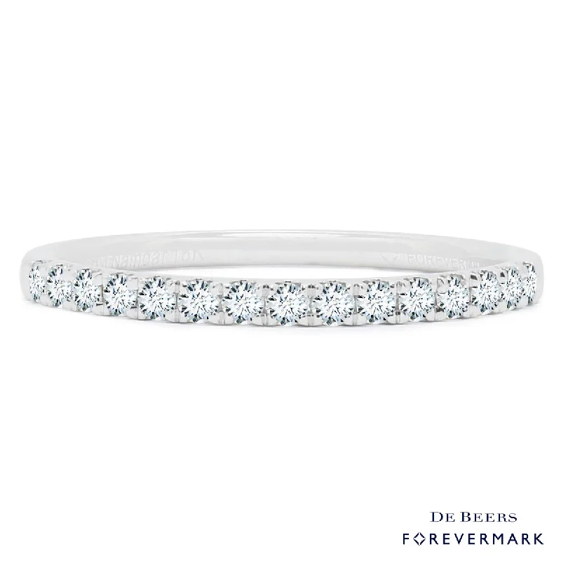 Rings with vintage claw prongs for elegance -Forevermark Petite Micro Pave Comfort Fit Diamond Band in 18kt White Gold (1/4ct tw)