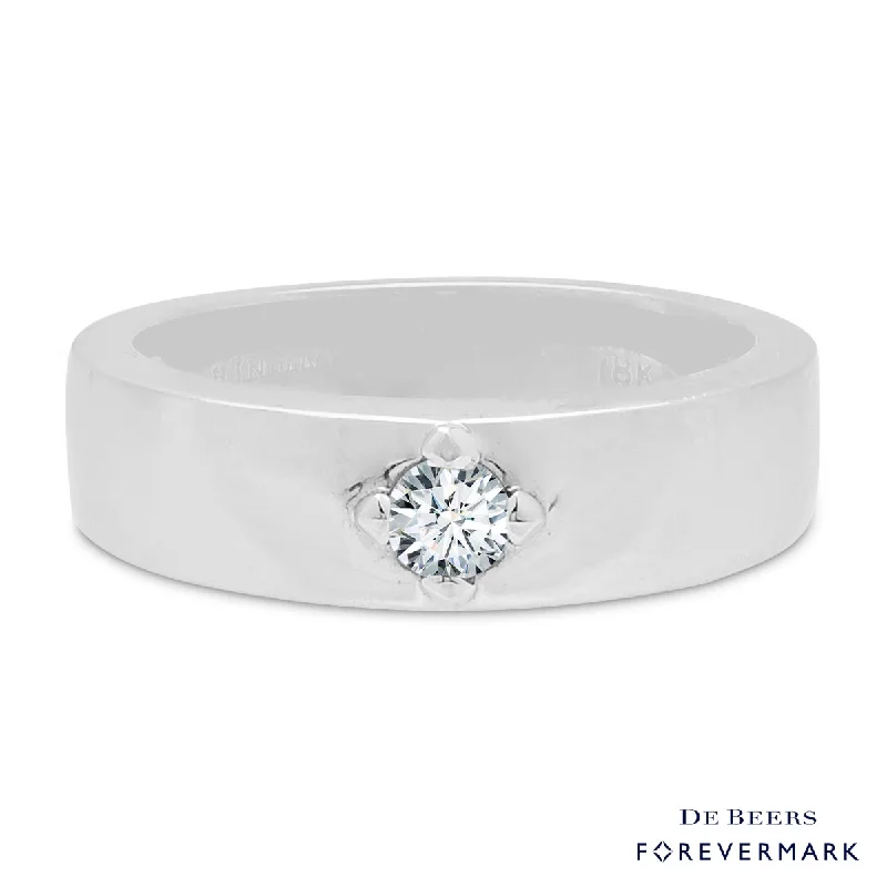 Rings with claw-set moonstone for mystique -Forevermark Solitaire Diamond Band in 18kt White Gold (1/7ct tw)