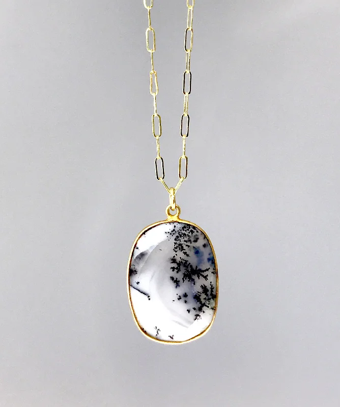 Best necklaces and pendants with gemstone clusters for a bold and colorful effect-Dendritic Opal Pendant