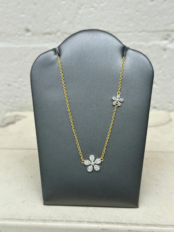 Personalized necklaces and pendants with coordinates for a meaningful location-based gift-Double Flower Necklace