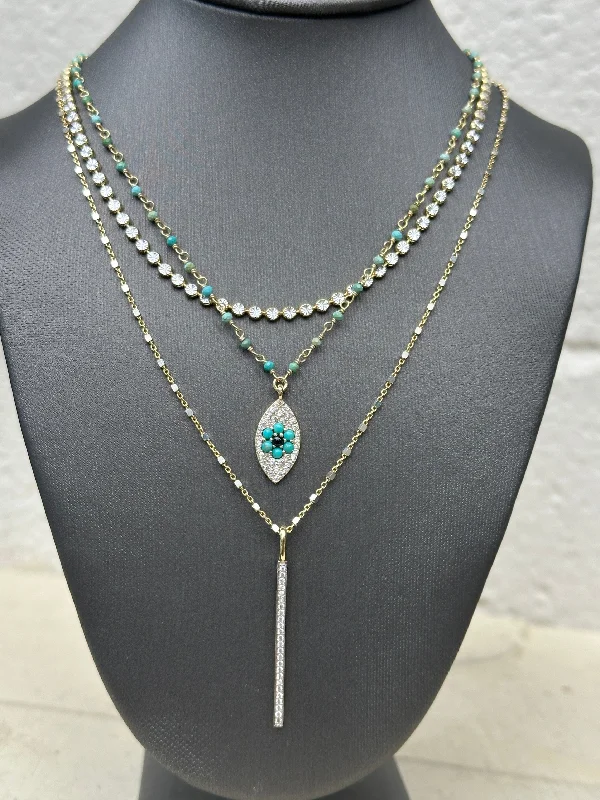 Stunning necklaces and pendants with aquamarine stones for a serene effect-Turquoise Evil Eye Necklace