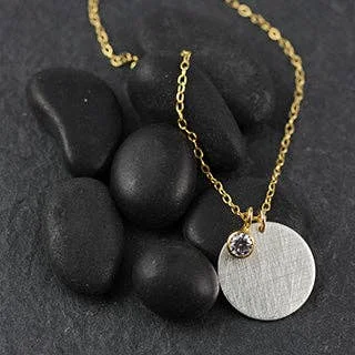 Necklaces and pendants with geometric pendants for a clean, contemporary design-Flat Disc with CZ Slider Necklace