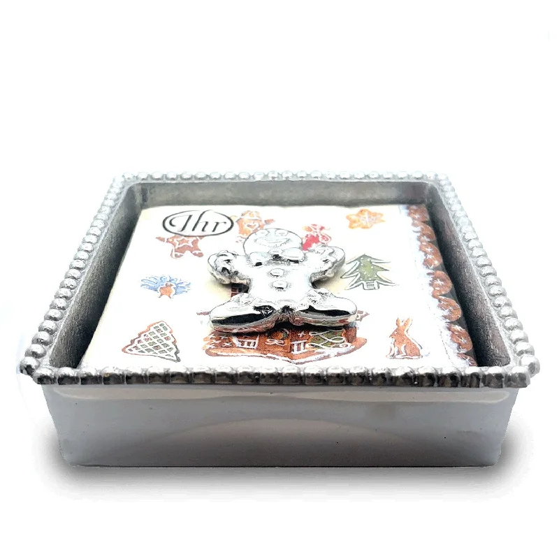 Best necklaces and pendants with silver chains for a sleek, timeless look-Gingerbread Man Beaded Napkin Box