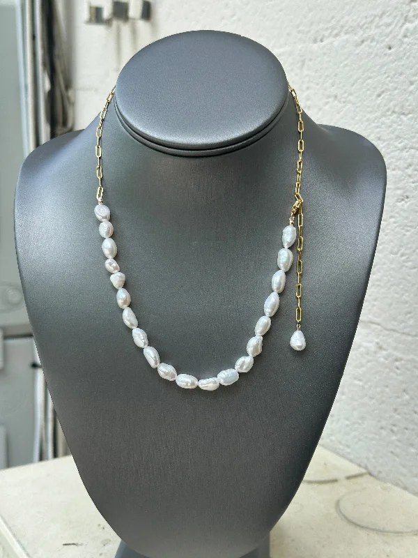 Elegant necklaces and pendants with diamond accents for added sparkle-Half Pearl Necklace