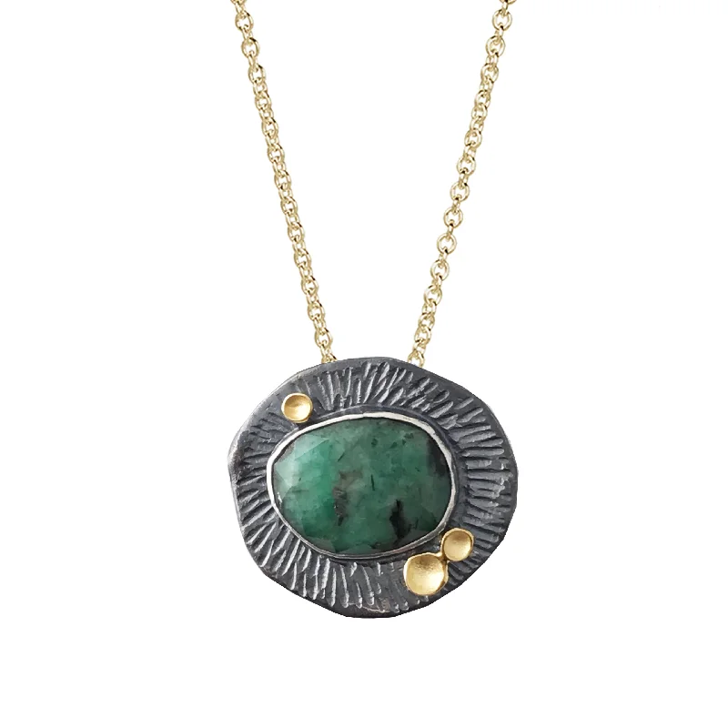 Beautiful necklaces and pendants with layered chains for a fashionable, chic look-Lotus Pod Emerald Pendant