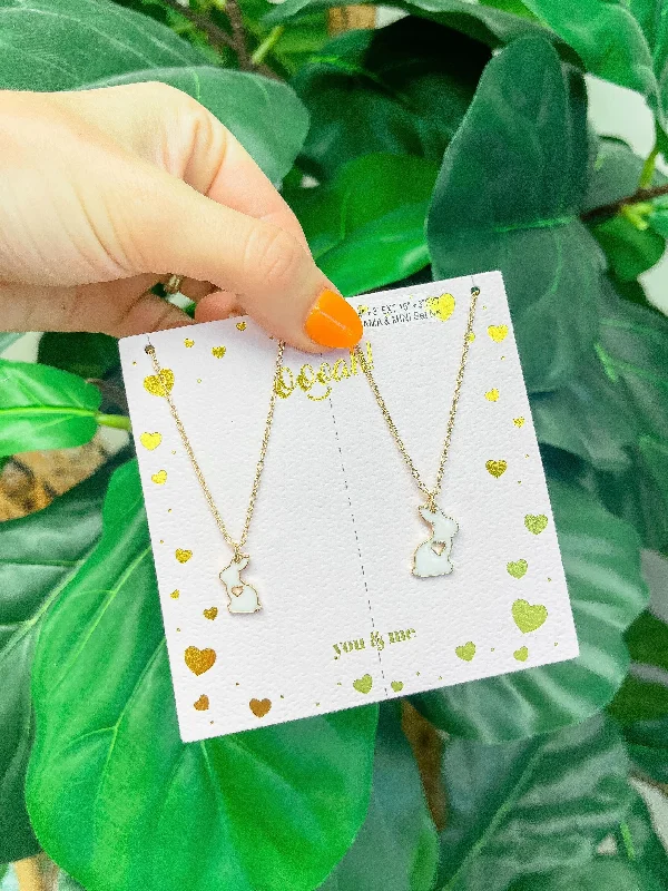 Necklaces and pendants with leaf-shaped designs for an earthy, organic feel-Love Bunny Enamel Necklace Set