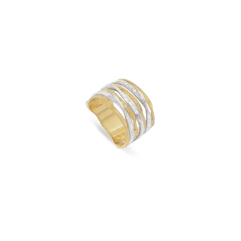 Vintage rings with engraved floral band designs -Marco Bicego Marrakech Onde 18K Yellow Gold and Diamond Seven Row Ring