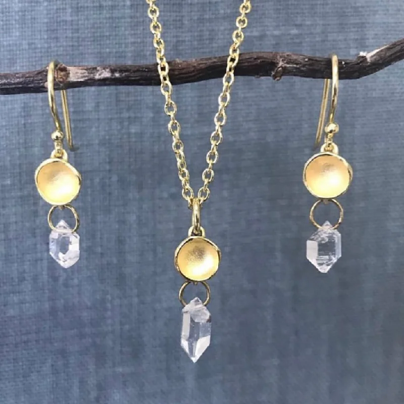 Best necklaces and pendants with opal and gold for a vibrant, luxurious contrast-Medium Pod pendant Herkimer diamond