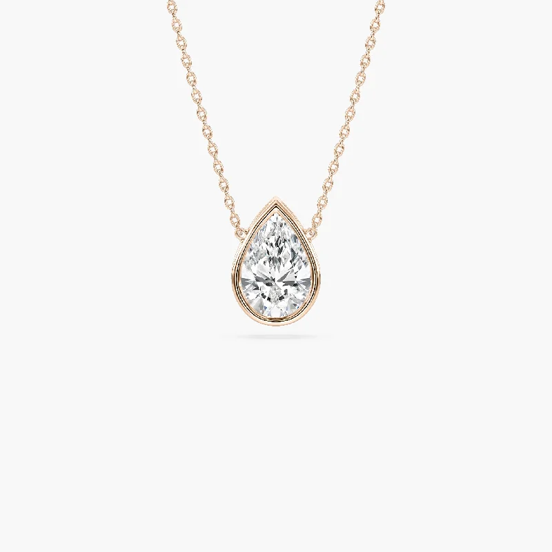 Beautiful necklaces and pendants with diamond halo settings for extra brilliance-Modern Bezel Pear Pendant