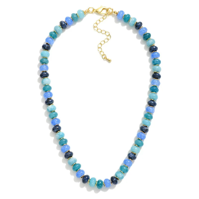 Beautiful necklaces and pendants with moon and star charms for a dreamy effect-Natural Stone Beaded Necklace - Blue