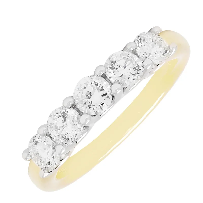 Rings with rose quartz for soft romance -Northern Star Five Diamond Band in 14kt Yellow Gold (1ct tw)