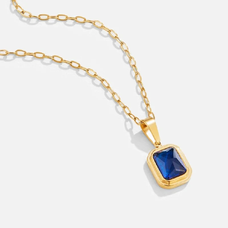 Elegant necklaces and pendants with diamond accents for added sparkle-Ocean Blue Pendant Gold Necklace