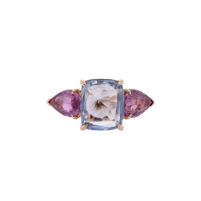 Platinum rings with sparkling sapphire center stones -Blooming Prism Ring