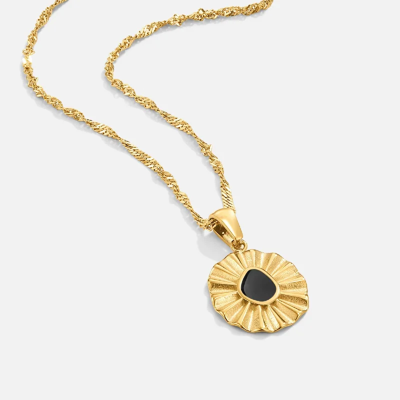 Elegant necklaces and pendants with gold chains for a chic, timeless appearance-Onyx & Gold Coin Necklace