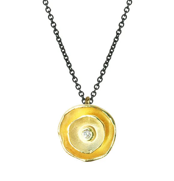 Unique necklaces and pendants with custom birthstone arrangements for personalization-Oyster Dishy Pendant with Diamond