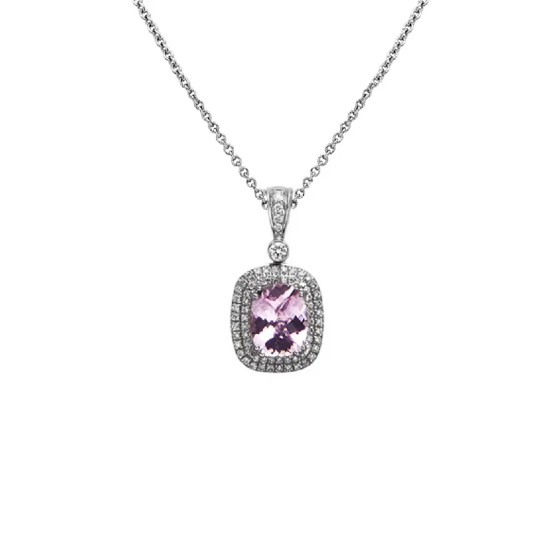 Necklaces and pendants with clear quartz for a pure and radiant look-Pastel Diamond Double Halo Reversible Necklace