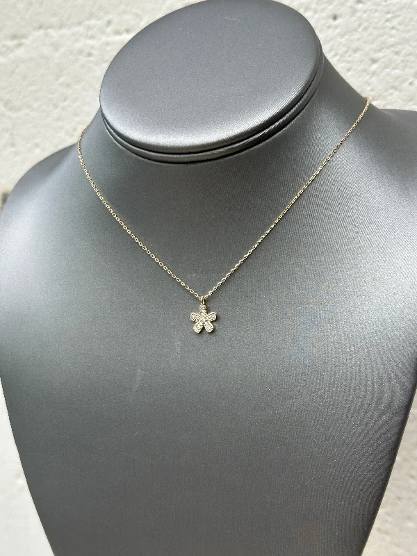 Beautiful necklaces and pendants with moonstone for an ethereal, mystical appearance-Pave Flower Pendant Necklace