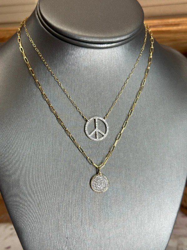 Unique necklaces and pendants with custom birthstone arrangements for personalization-Pavè Zircon Peace Necklace