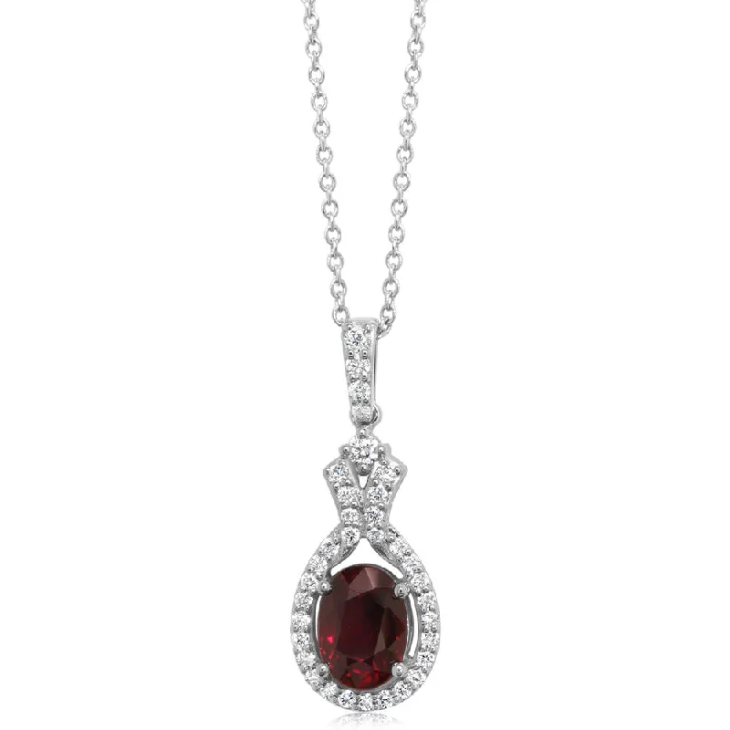 Personalized necklaces and pendants with name engravings for a custom touch-Platinum Mozambique Ruby/Diamond Pendant