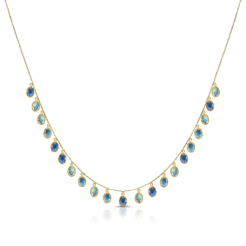 Necklaces and pendants with leaf-shaped designs for an earthy, organic feel-Rainbow Moonstone Necklace In 18K Yellow Gold