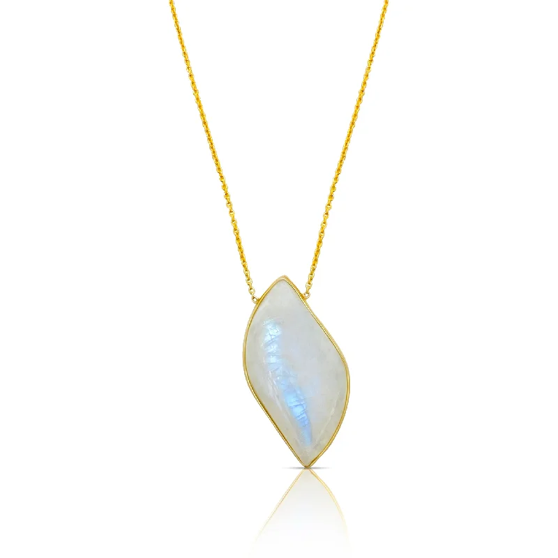 Best necklaces and pendants with art deco elements for a vintage, glamorous design-Rainbow Moonstone Necklace In 18K Yellow Gold