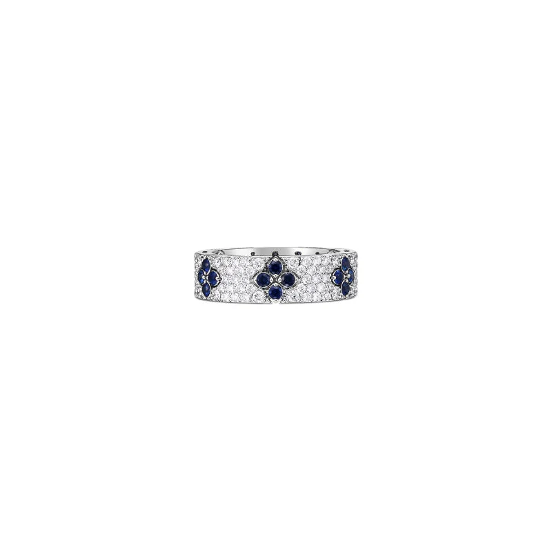 Titanium rings with rugged brushed metal look -Roberto Coin Love in Verona 18K White Gold Diamond and Sapphire Ring