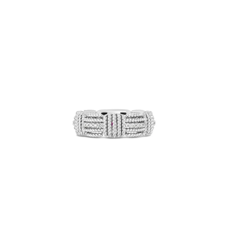 Rings with adjustable bands for perfect fit -Roberto Coin Opera 18K Gold Diamond Accent Band Ring in 18K White Gold