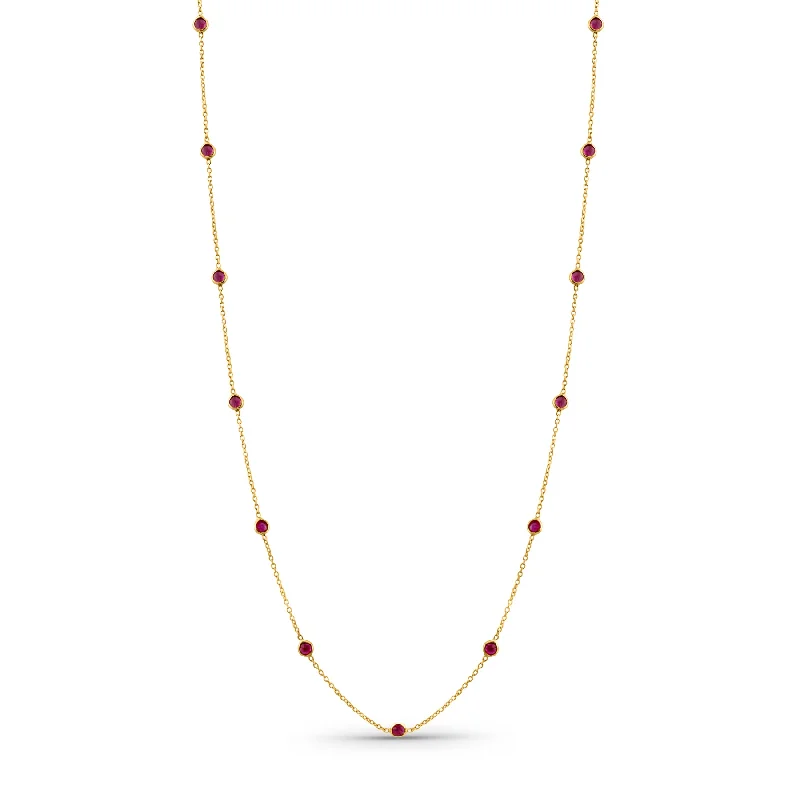 Necklaces and pendants with clear quartz for a pure and radiant look-Ruby Round In 18K Yellow Gold Necklace