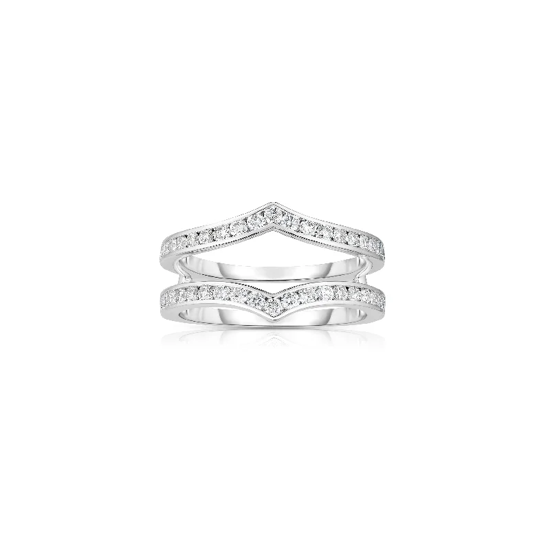 Rings with raw topaz for icy charm -Sabel 14K White Gold Round Diamond Channel Set Ring Jacket