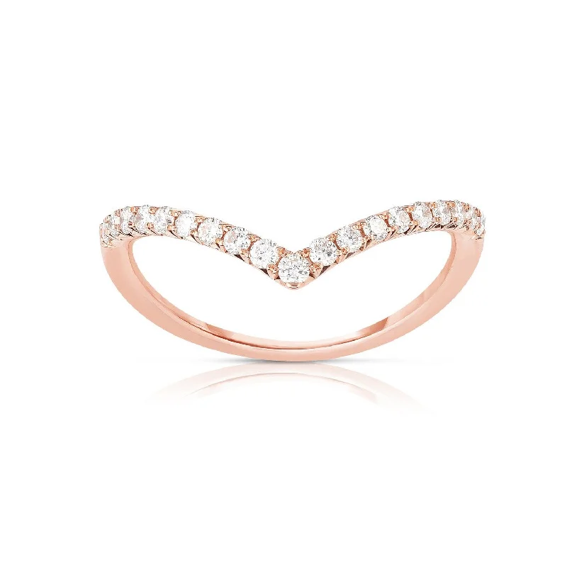 Rings with spiral ruby for bold twist -Sabel Collection Diamond "V" Ring in 14K Rose Gold