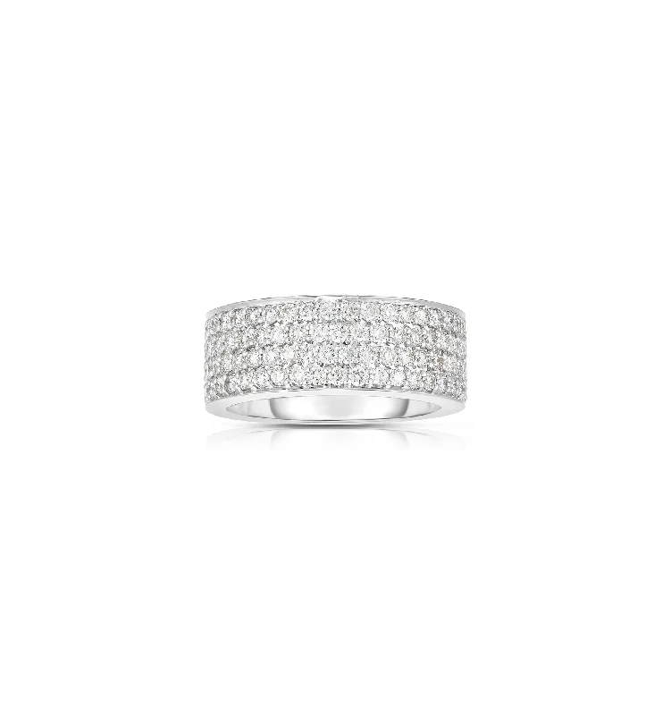 Rings with branch-inspired bands for organic -Sabel Collection 14K White Gold 4 Row Round Diamond Ring