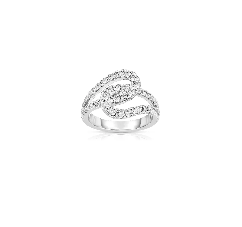 Rings with bezel-set peridot for safety -Sabel Collection 14K White Gold Infinity Knot Diamond Ring