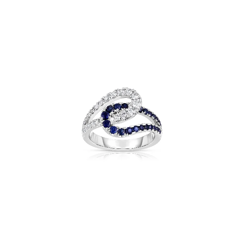 Rings with lotus flower engravings for peace -Sabel Collection 14K White Gold Infinity Knot Sapphire & Diamond Ring